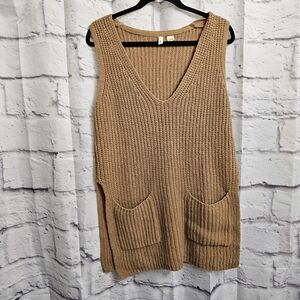 Anthropologie Moth Shaker Stitch Teddy Brown Sweater Vest Jumper Size S
